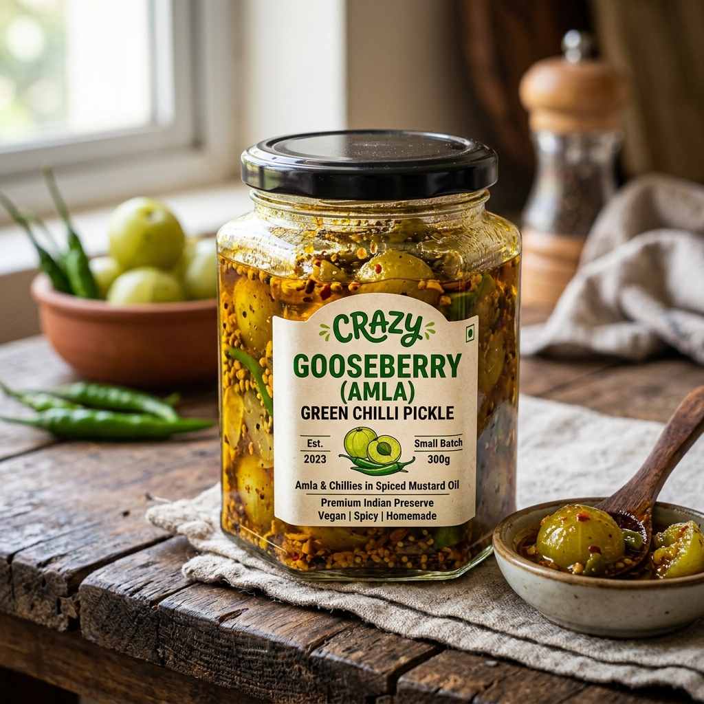 Crazy Gooseberry Green Chilli Pickle
